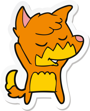 Bir insan tarafından çizilmiş dost canlısı bir tilkinin çıkartması.