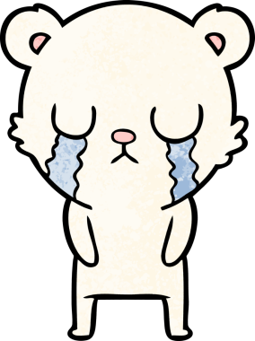 Bir insan tarafından çizilmiş ağlayan kutup ayısı çizgi filmi.