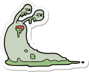 Bir insan tarafından çizilmiş iğrenç bir çizgi film sümüklüböceğinin çıkartması.