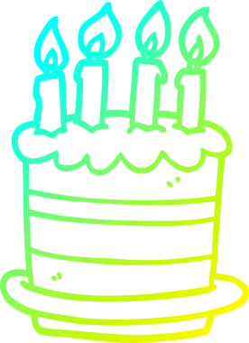 Bir insan tarafından çizilmiş bir doğum günü pastasının soğuk gradyan çizimi