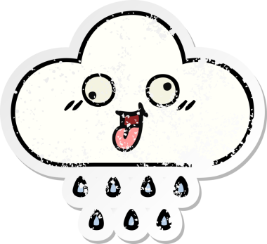 Bir insan tarafından çizilmiş tatlı bir yağmur bulutunun sıkıntılı çıkartması