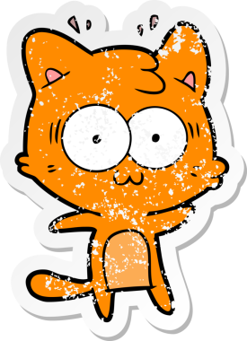 Bir karikatür çıkartması bir insan tarafından çizilmiş kediye şaşırttı.