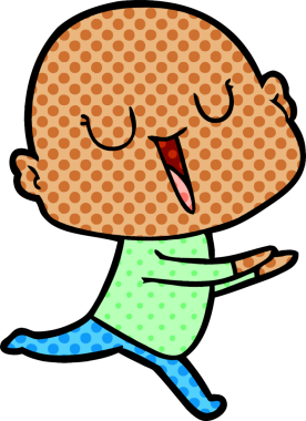 Bir insan tarafından çizilmiş mutlu, kel adam.