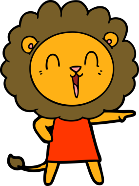 Bir insan tarafından çizilmiş gülen aslan çizgi filmi.