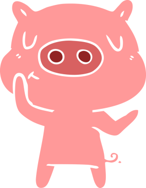 Düz renkli çizgi film içerikli domuz insan tarafından çizilmiş.