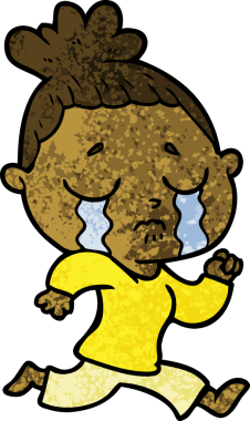 Bir insan tarafından çizilmiş ağlayan kadın çizgi filmi.