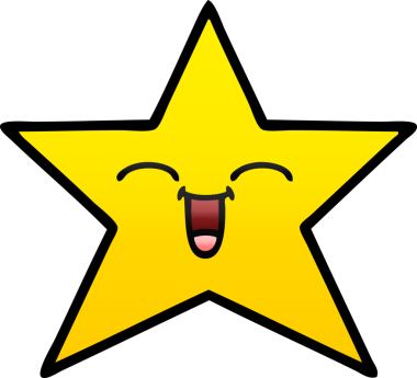 Bir insan tarafından çizilmiş altın yıldızın gölgeli karikatürü