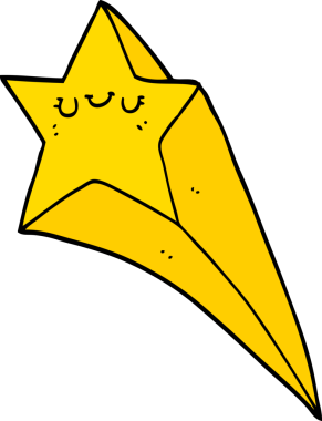 Bir insan tarafından çizilmiş bir çizgi film yıldızı.