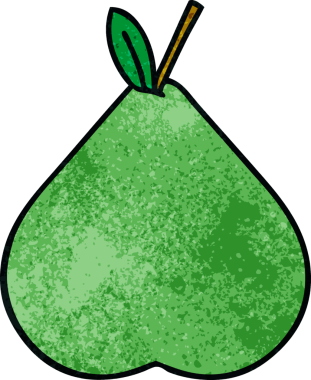 Bir insan tarafından çizilmiş yeşil armut retro grunge desen karikatürü