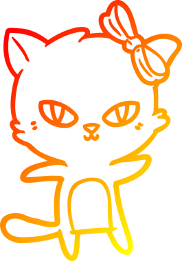 Bir insan tarafından çizilmiş sevimli bir çizgi film kedisinin sıcak çizgi çizgisi.
