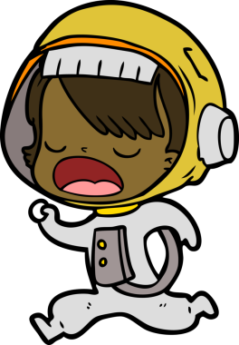 Bir insan tarafından çizilmiş astronot kadın.