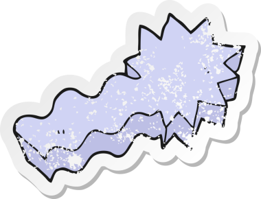 Bir insan tarafından çizilmiş bir çizgi film yıldızının gerilimli retro yapıştırması.