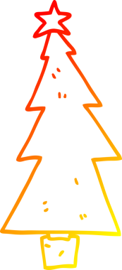 Bir insan tarafından çizilmiş bir karikatür Noel ağacının sıcak gradyan çizimi