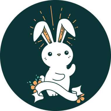 Bir insan tarafından çizilmiş dövme stili şirin bir tavşan.