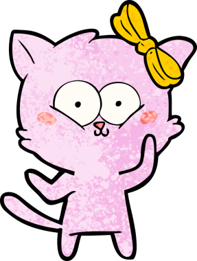 Bir insan tarafından çizilmiş çizgi film kedisi.