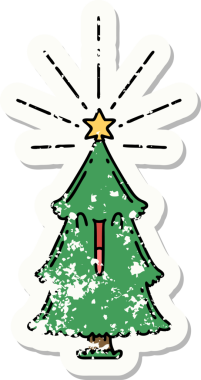 Bir insan tarafından çizilmiş yıIbaşı ağacının eski bir çıkartması.