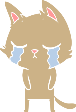 Bir insan tarafından çizilmiş düz renkli çizgi film kedisi.