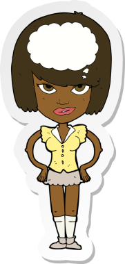 Bir insan tarafından çizilmiş bir karikatür kadının çıkartması.