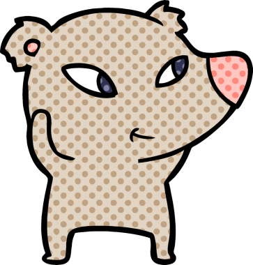 Bir insan tarafından çizilmiş sevimli çizgi film ayısı.