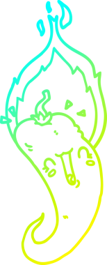 Bir insan tarafından çizilmiş kızgın kırmızı biber çizgi filminin soğuk gradyan çizimi