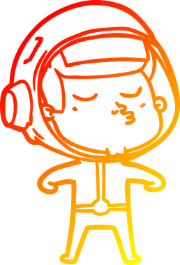 Bir insan tarafından çizilmiş kendinden emin bir astronotun sıcak çizgi çizimi