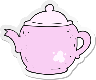 Bir insan tarafından çizilmiş karikatür çaydanlığının çıkartması.