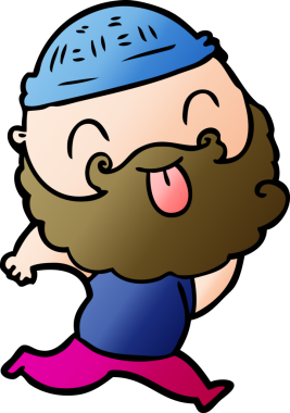 Bir insan tarafından çizilmiş sakallı, koşan bir adam.