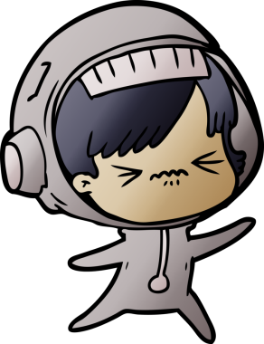 Bir insan tarafından çizilmiş kızgın uzay kızı.