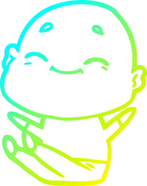 Bir insan tarafından çizilmiş, mutlu, kel bir adamın çizdiği soğuk çizgi.