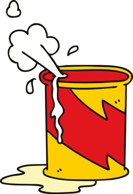 El çizimi tuhaf bir çizgi film patlayan yağ kutusu bir insan tarafından çizilmiş.