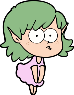 Bir insan tarafından çizilmiş çizgi film elf kızı.