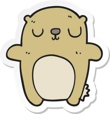 Bir insan tarafından çizilmiş çizgi film ayısının çıkartması.