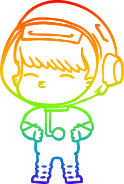 gökkuşağı gradyan çizimi bir insan tarafından çizilmiş meraklı astronot çizgi