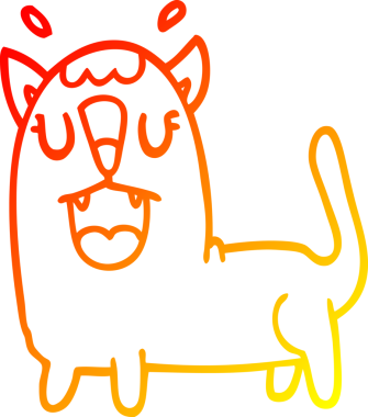 Bir insan tarafından çizilmiş komik çizgi bir kedinin sıcak çizgi çizimi