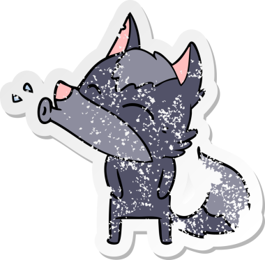 Bir insan tarafından çizilmiş uluyan kurt çizgi filminin sıkıntılı çıkartması.