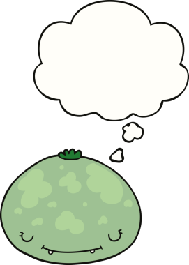 Bir insan tarafından çizilmiş düşünce baloncuklu karikatür.