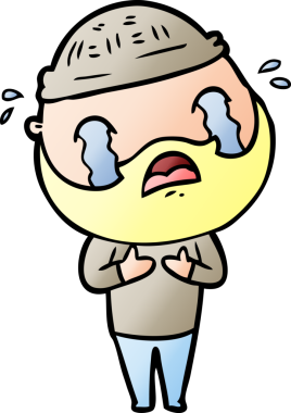 Çizgi film sakallı adam bir insan tarafından çizilmiş ağlıyor.