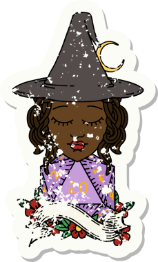 Bir insan tarafından çizilmiş 20 D20 zarlı Retro Dövme Tarzı insan büyücüsü