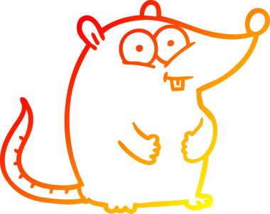 İnsan tarafından çizilmiş mutlu beyaz labaratuar faresi çizgi çizimi