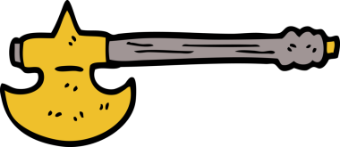 Bir insan tarafından çizilmiş altın balta karalaması.