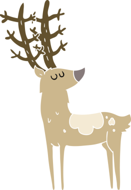 Bir insan tarafından çizilen geyiğin düz renk çizimi