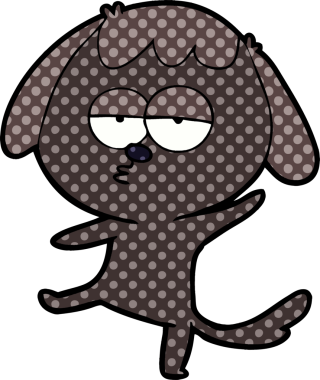 Bir insan tarafından çizilmiş, sıkılmış bir köpek.