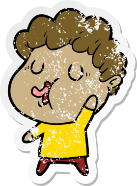 Bir insan tarafından çizilmiş bir çizgi film karakterinin sıkıntılı çıkartması.