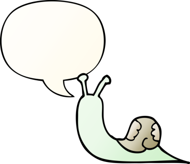 bir insan tarafından çizilmiş, konuşma baloncuklu çizgi film salyangozu.