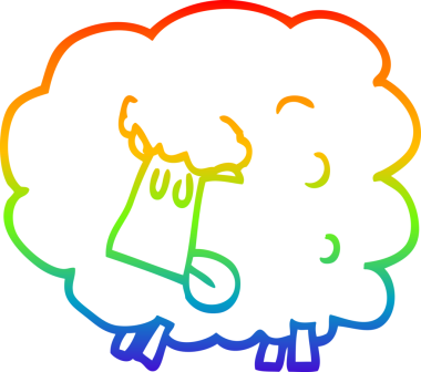 Gökkuşağı gradyan çizgi çizimi bir insan tarafından çizilmiş kara koyun