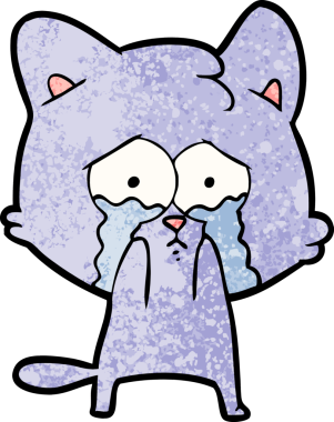 Bir insan tarafından çizilmiş ağlayan kedi çizgi filmi.