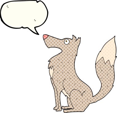 Bir insan tarafından çizilmiş serbest çizilmiş çizgi roman konuşma balonu çizgi film kurdu.