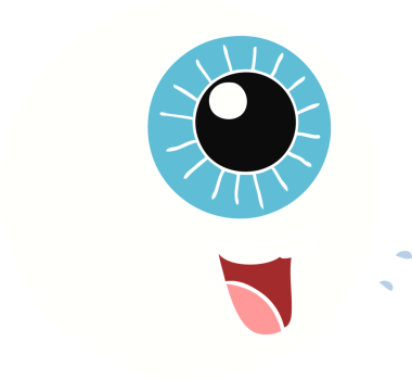 Bir insan tarafından çizilmiş düz renkli çizgi film göz.