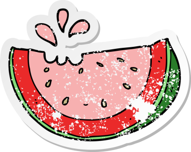 Bir insan tarafından çizilmiş karpuz desenli bir çıkartma.