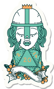 Bir insan tarafından çizilmiş 20 zarlı yarım ork savaşçısının çıkartması.